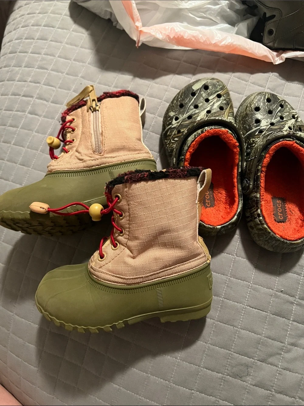 Native boots & camo crocs